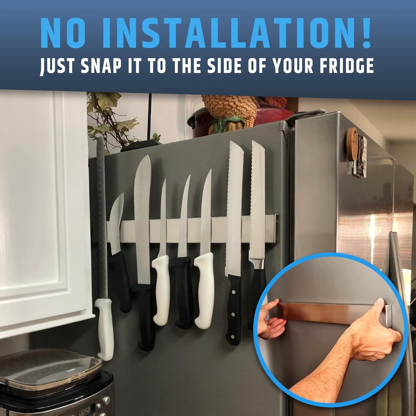 Premium Magnetic Knife Holder for Refrigerator that Doesn't Slide – 17 Inch Professional Double