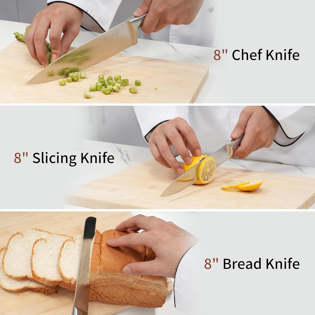 ZHANG XIAO QUAN SINCE 1628 15Pcs Knife Block Set,kitchen knife set with Built-in Sharpener