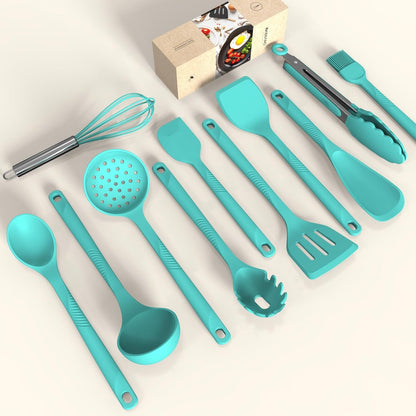 Silicone Cooking Utensils Set - 600°F Heat Resistant, Nonstick Kitchen Utensil Set with Spatulas