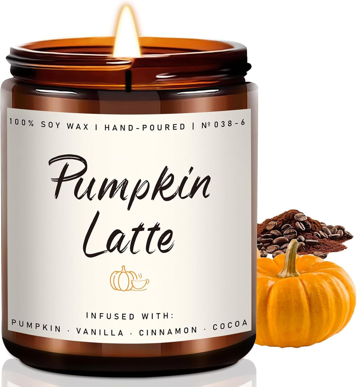 Auelife Fall Candles, Pumpkin Latte Scented Candle – Fall Soy Candle for Home | Autumn Aromatherapy