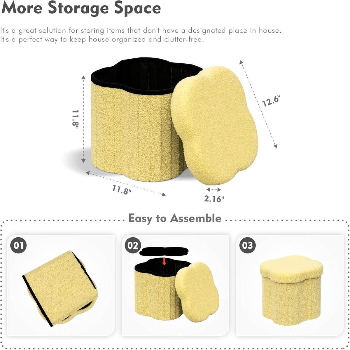 B FSOBEIIALEO Storage Ottoman Cube, Flowers Shaped Ottomans with Storage Foot Stool Footrest for