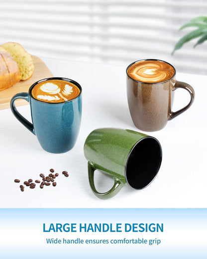 Ceramic Mugs 12oz,Large Ceramic Coffee Cups for Men, Women, Dad, Mom, Modern Coffee Mugs With