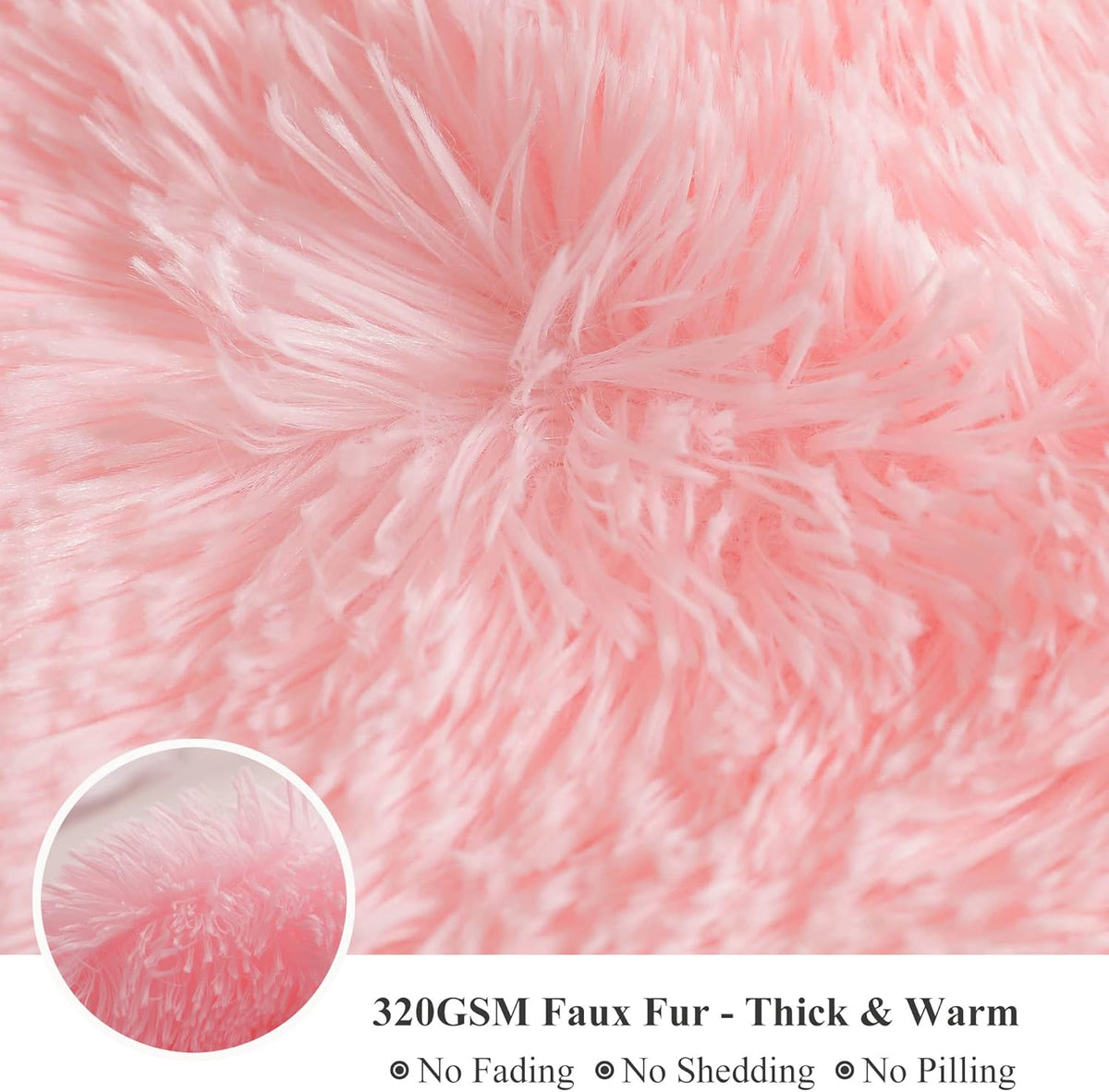 XeGe Luxury Faux Fur Blanket, Pink Soft Big Fluffy Throw, Shaggy Plush Decorative Cute Girls Furry