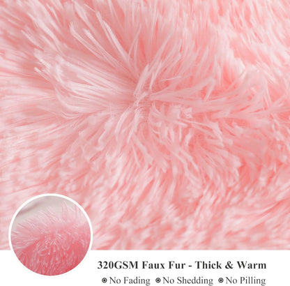 XeGe Fluffy Faux Fur Throw, Pink Luxurious 50x60 Shaggy Blanket, Warm Soft Fuzzy Couch Throw for