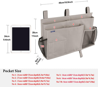 Surblue Bedside Caddy Hanging Bed Organizer Storage Bag Pocket for Bunk and Hospital Beds, College