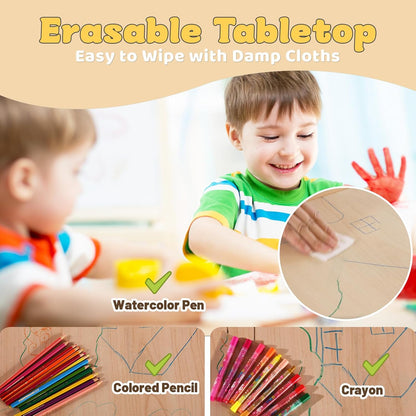 FUNLIO Kids Table and 4 Chairs Set for Ages 3-8, Height Adjustable Toddler Table and Chair Set