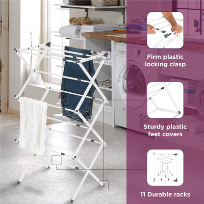 BLACK+DECKER 3 Tier Expandable Collapsing Foldable Laundry Rack for Air Drying Clothing, Space