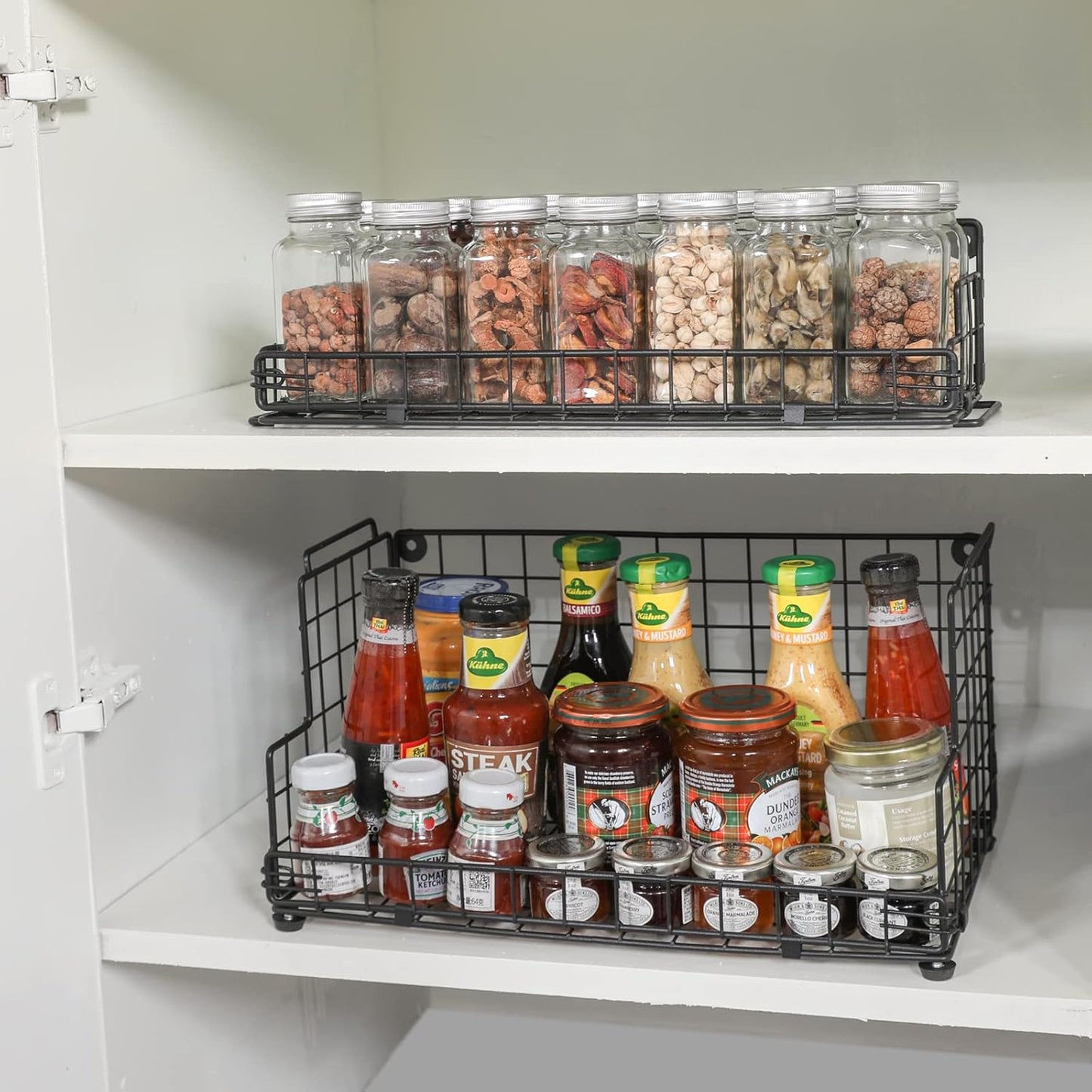 X-cosrack Stackable Wire Basket 3 Tier Countertop& Wall Mounted Metal Storage Basket for Kitchen