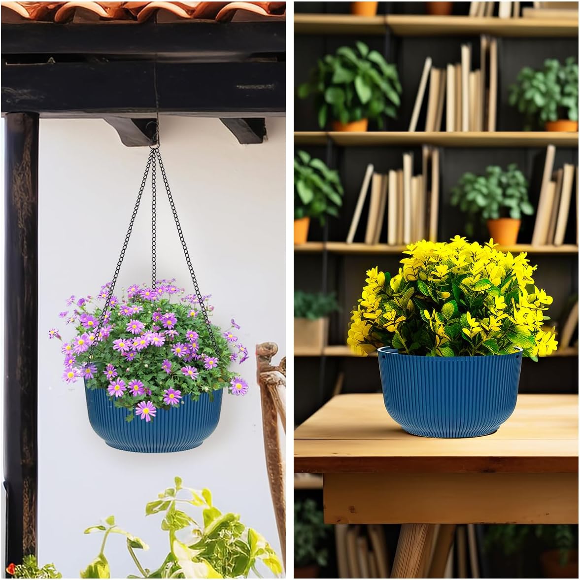 Hanging Planters 9/10/11 Inch for Indoor Plants, 3 Pack Plant Hanger Outdoor with Drainage Holes