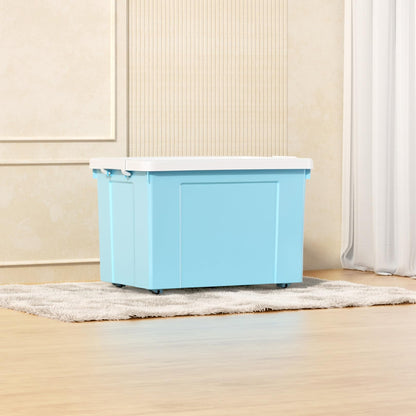 Cetomo Lidded Storage Bin with Handle, Tote Organizing Container with Wheels, Lid and Secure