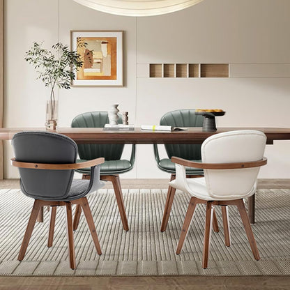 LUNLING Swivel Dining Chairs Set of 4, Mid Century Modern Black Faux Leather Kitchen Chairs with