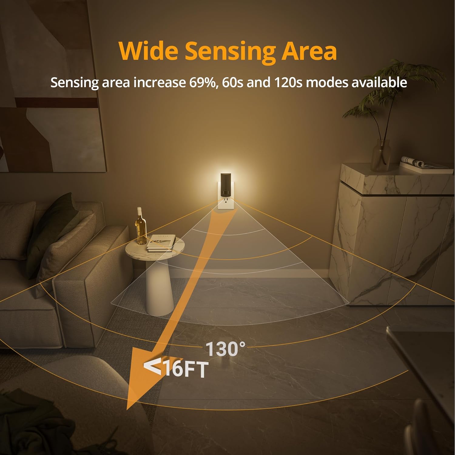 Lyridz Plug-in LED Rotatable Night Light with Motion Sensor, Dimmable Backlit Nightlight with