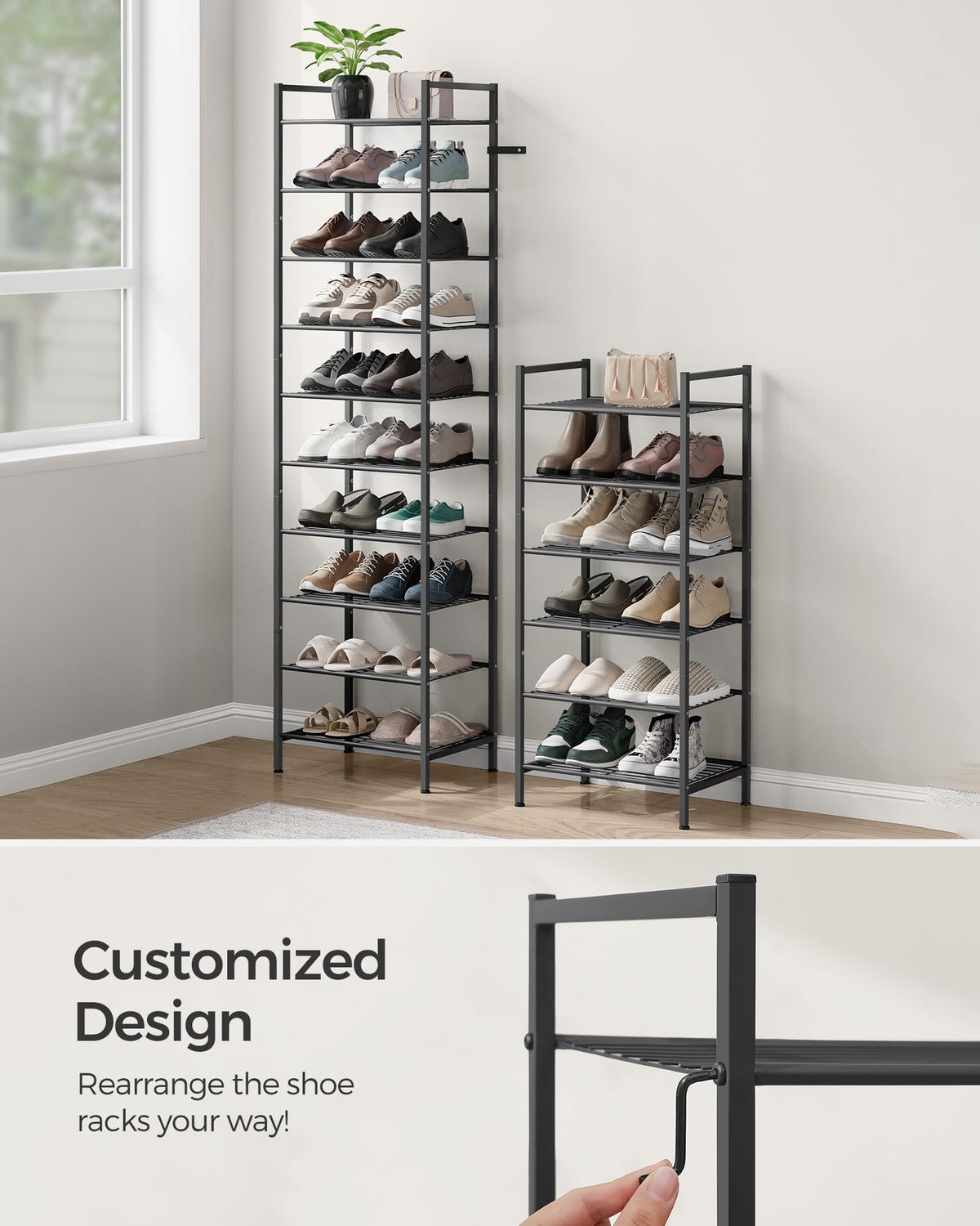 SONGMICS 8-Tier Metal Shoe Rack, Vertical Shelf, Holds up to 20 Pairs