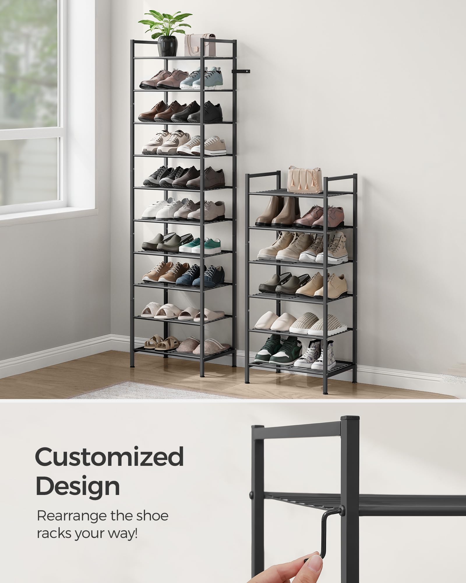 SONGMICS 8-Tier Metal Shoe Rack, Vertical Shelf, Holds up to 20 Pairs