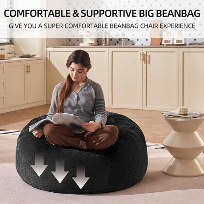 Bean Bag Chair 3Ft, Memory Foam Filled, Large Beanbag Chairs for Adults and Teens, Soft Sofa with
