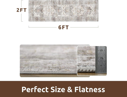 AMOAMI-2X6 Runner Rug-Washable Runners for Hallways-Soft Non Slip Bedside Rugs for Bedroom-Vintage
