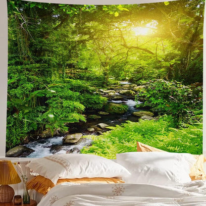Llamazing Forest Tapestry - Home Decor Landscape for Living Room & Bedroom (Forest Creek