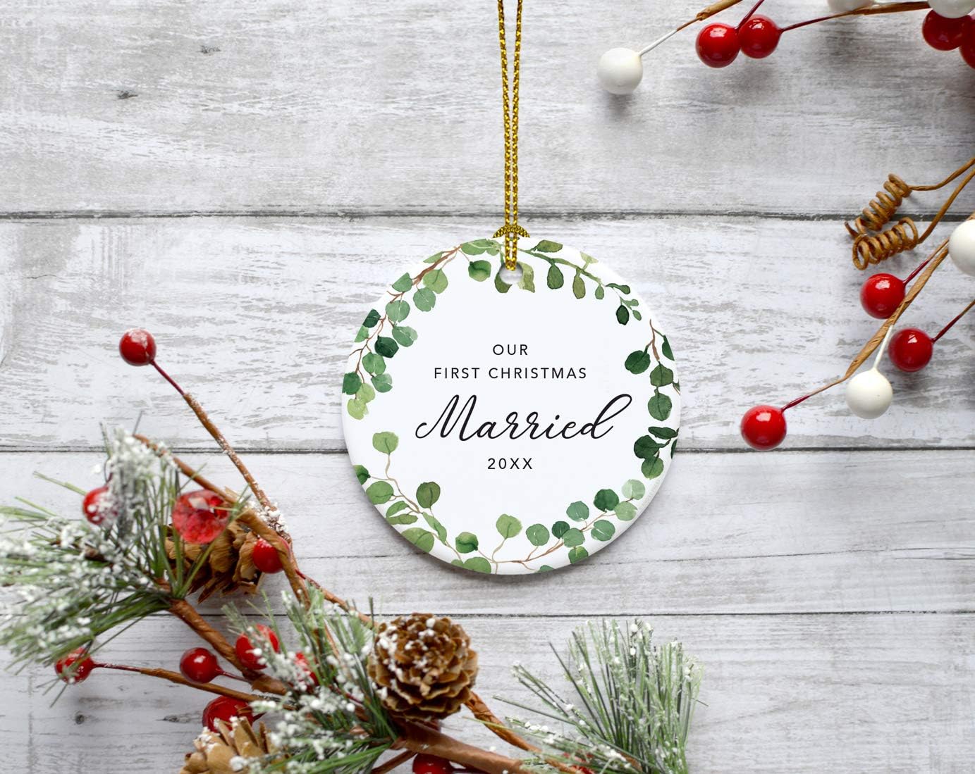 Andaz Press Custom Year Round Ceramic Porcelain Christmas Tree Ornament Keepsake Collectible Gift