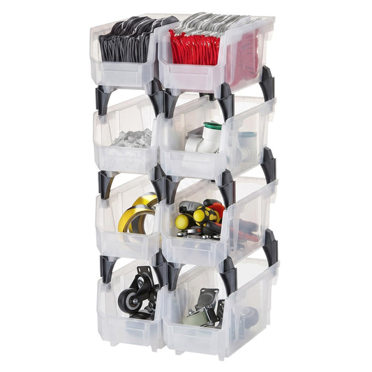 VEVOR Plastic Stackable Storage Bins, 10.9 x 5.5 x 5.1 inch (8 Pack), Plastic Containers for