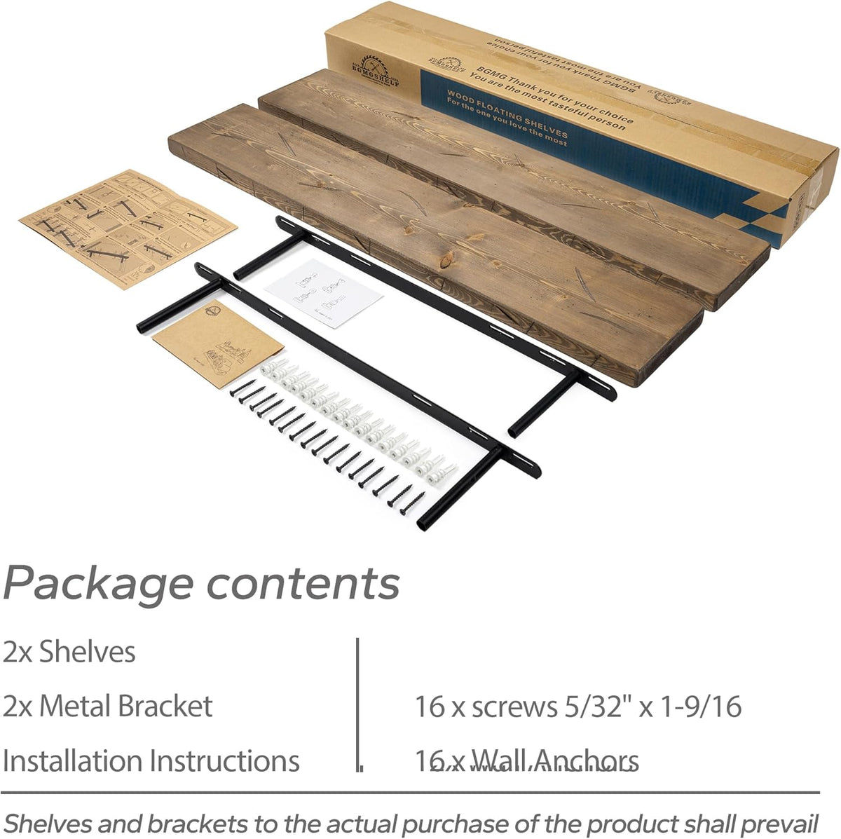 BGMG Floating Shelves 36 inch Long, Distressed,Wide Rustic Wooden Wall Shelves for Bathroom Living