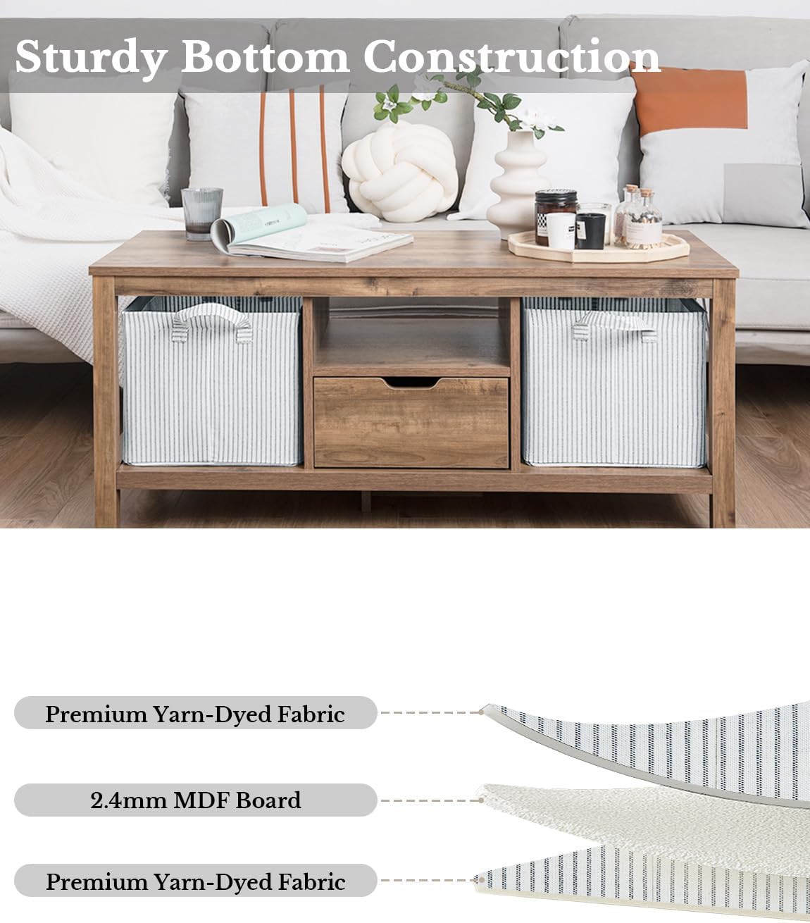 StorageWorks Storage Bins, Fabric Storage Bins for Shelves, Large Storage Baskets with Metal Frame