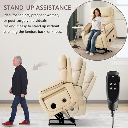 Dual Motor Power Lift Recliner Chair for Adult & Elderly, Infinite Position Lay Flat Lift Chair