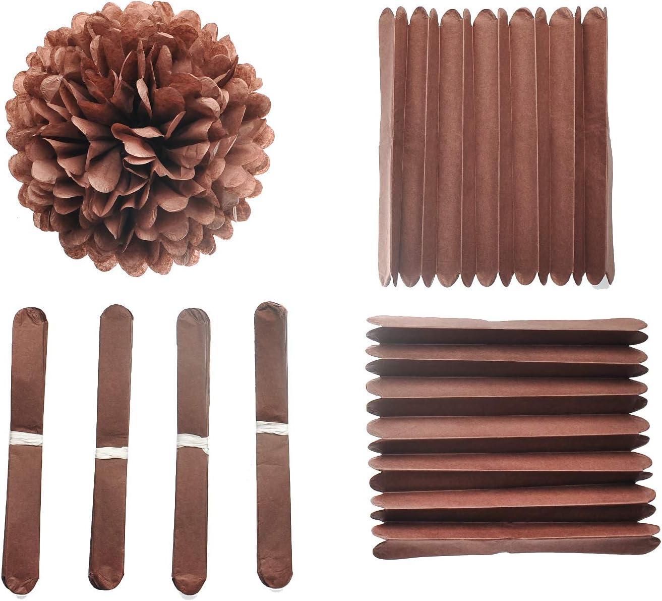 MISU 10" Brown Tissue Pom Poms DIY Tissue Paper Flowers for Birthday Wedding Baby Shower Tea Party