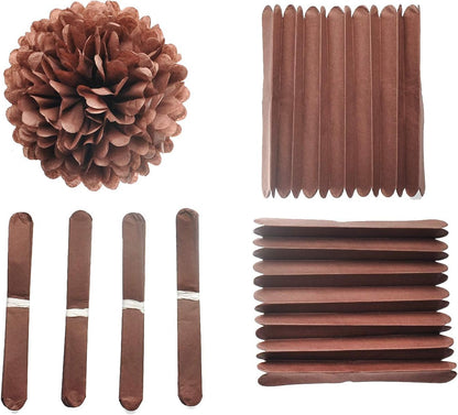 MISU 10" Brown Tissue Pom Poms DIY Tissue Paper Flowers for Birthday Wedding Baby Shower Tea Party