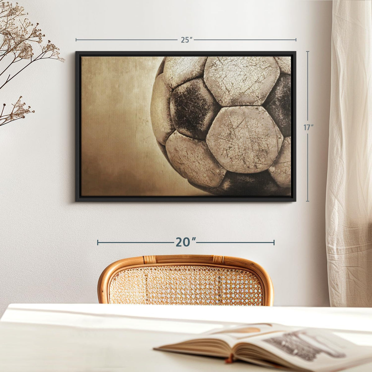 Elephant Stock Worn Soccer Ball Wall Art - Horizontal Framed Canvas - 1-Piece Living Room Wall