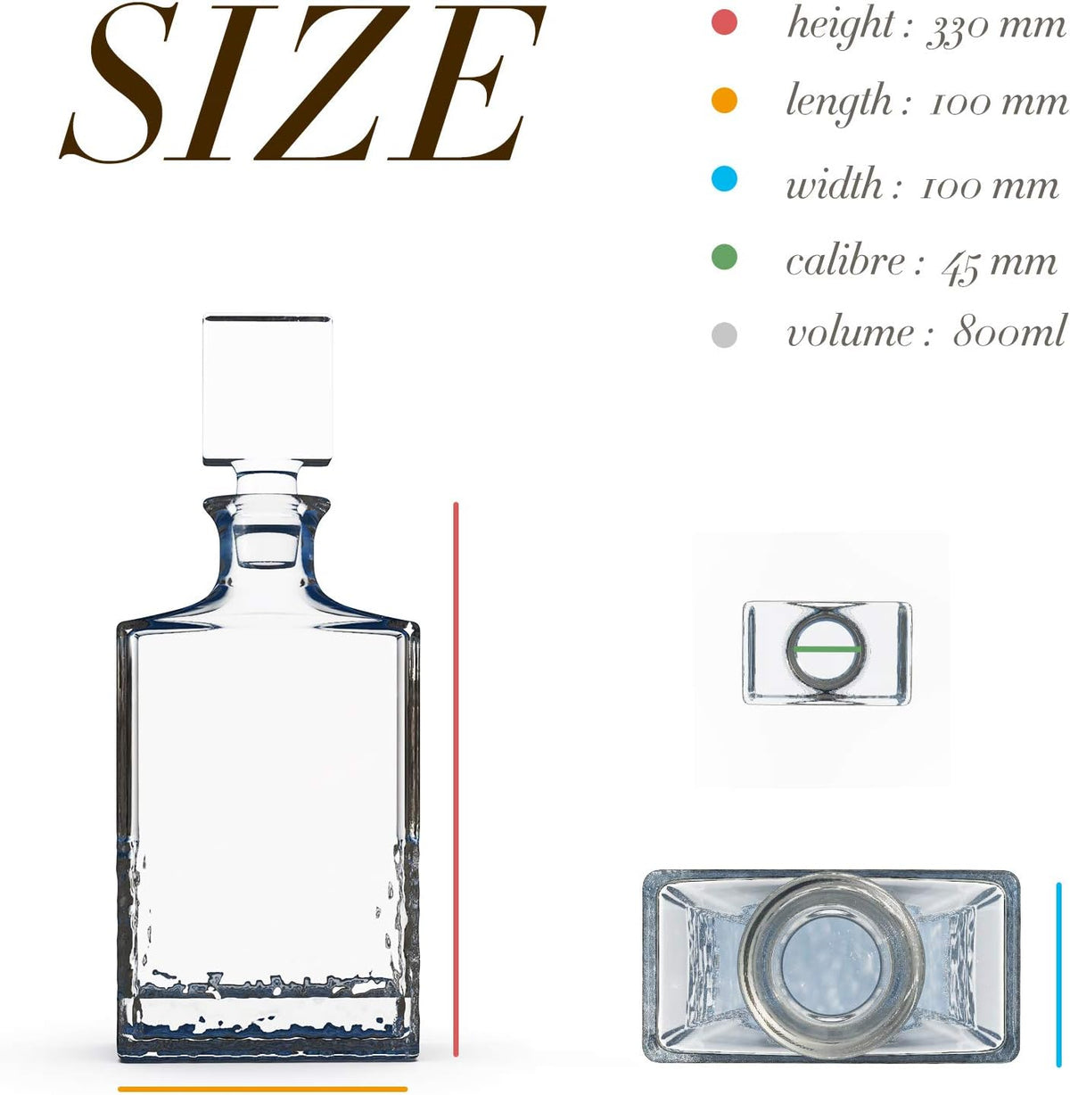 Glass Decanter with Airtight Geometric Stopper - Whiskey Decanter for Wine, Bourbon, Brandy