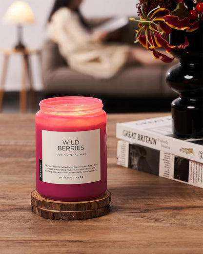 M&SENSE Wild Berries Large Soy Candles for Home Scented Organic Natural Soy Wax Candle 19.4oz 110