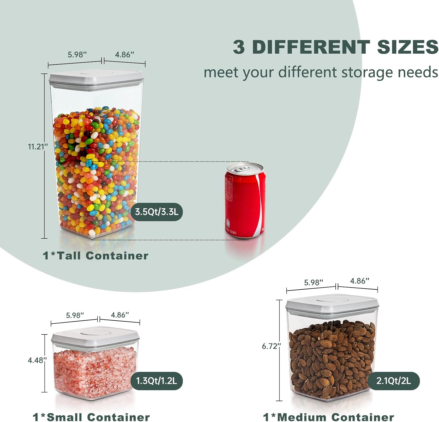 Pop Top Food Storage Containers, Leakproof Pantry Food Storage Containers, Kitchen Storage