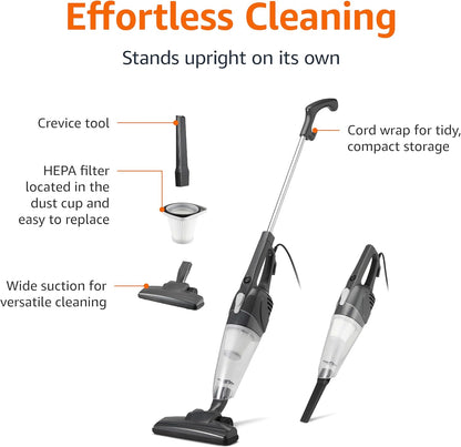 Amazon Basics 2-in-1 Corded Stick Vacuum Cleaner, Convertible to Handheld, Lightweight (3.9 LBS)