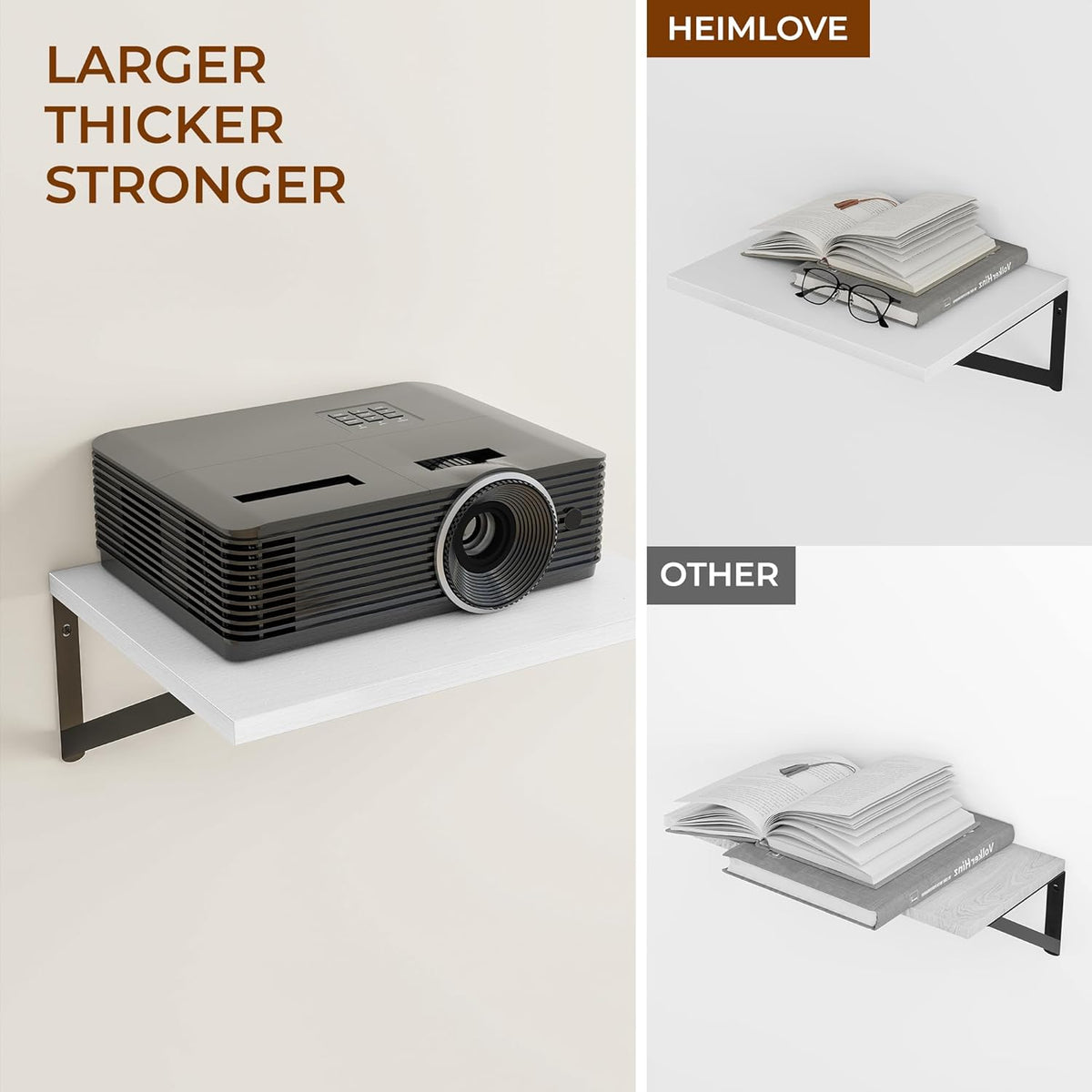 Heimlove 24" W x 12" D Wall Shelves for Books, 12 Inch Deep Floating Shelves Set of 3, Wide