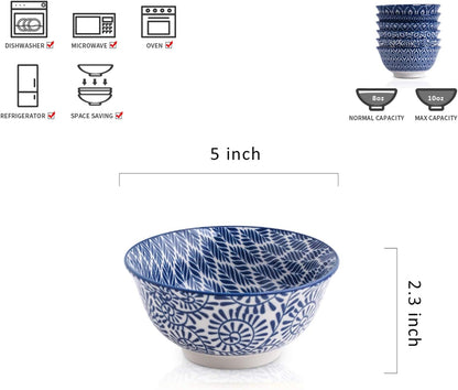 Selamica Porcelain 11oz Ice Cream Bowls Set of 6, Small Bowls, Ceramic bowls for Dessert, Ice