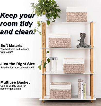 4 Pack Storage Baskets for Organizing, Woven Baskets for Shelves - Perfect for Toys, Books, Towels