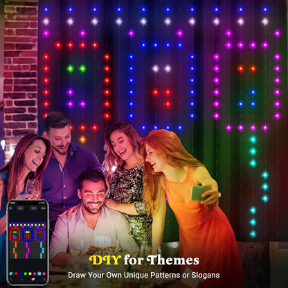 Smart Curtain Lights 400 LED, Color Changing LED Curtain Lights 6.6 * 6.6 FT, Dynamic DIY Fairy