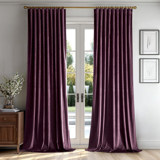 MIULEE Dark Purple Velvet Curtains 84 inches 2 Panels - Luxury Room Darkening Window Drapes for