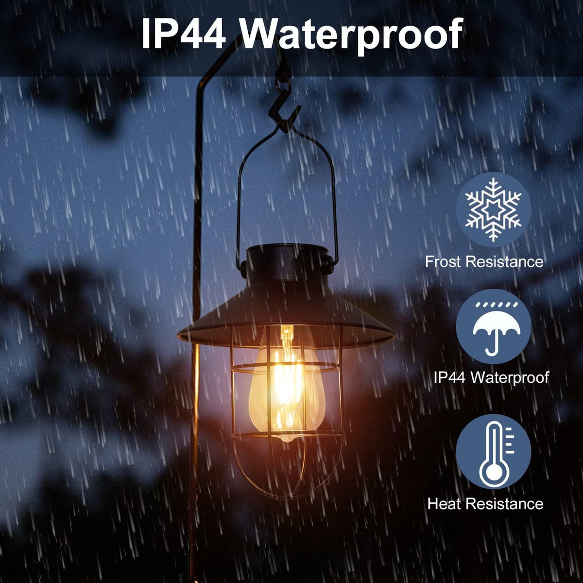 pearlstar Solar Lanterns Outdoor Metal Solar Powered Hanging Lights Waterproof for Wall Barn Yard