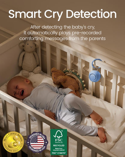 2025 Mom's Choice Awards, Portable Sound Machine for Baby Adult, AI Cry Detection, 18 Soothing