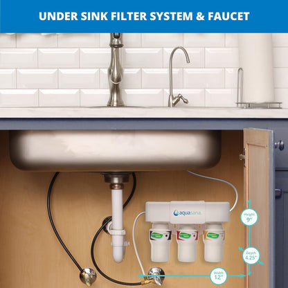 Aquasana Under Sink Water Filter System - Reduces PFAS, Lead, & Chlorine in Drinking Water - Under