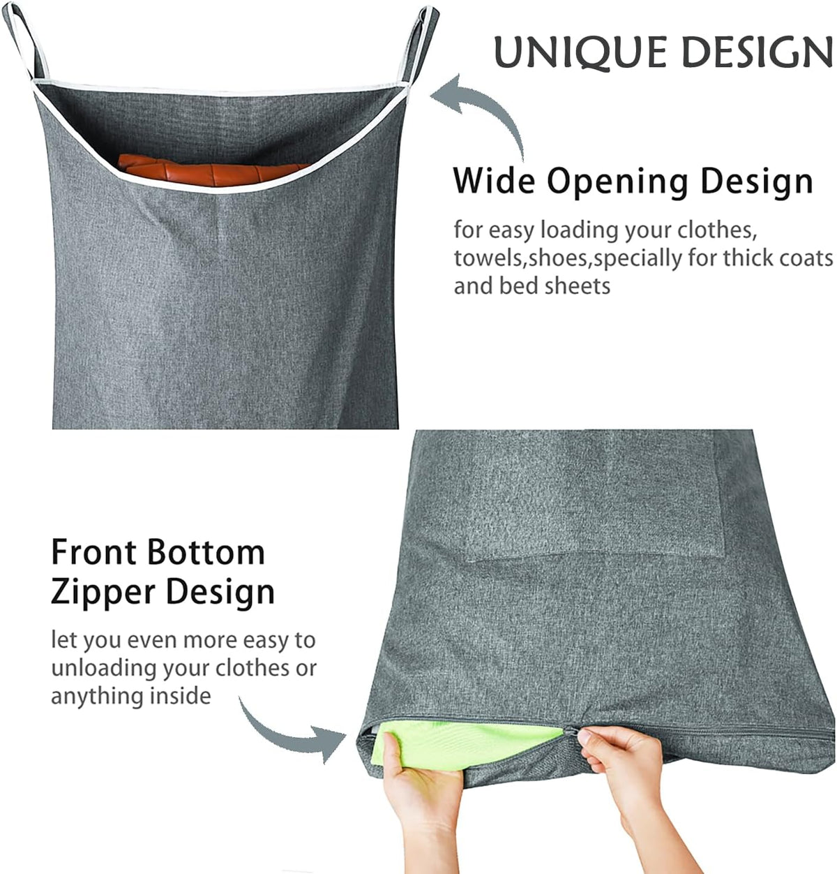 XL Door Laundry Hamper, Hanging Hamper with Large Openging, Hanging Laundry Hamper Storage Bag，Door