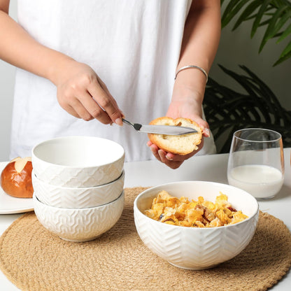 Sureasy Ceramic Ice Cream Bowls Set of 4-12 oz White Small Dessert Bowls for Kitchen, Perfect for