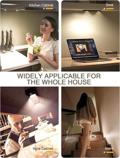 Under Cabinet Lights, Wireless Motion Sensor Light Indoor, Black 10in LED warm Lighting