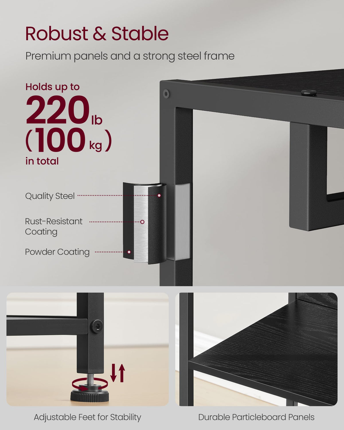 VASAGLE Coat Rack, Freestanding Hall Tree with Shelves, Hanging Rail, and Hooks, Space-Saving Coat