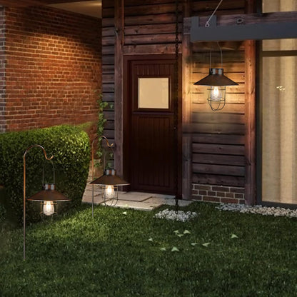 pearlstar Solar Lantern Outdoor Hanging Light Metal Farmhouse Solar Lamp with Warm White Edison