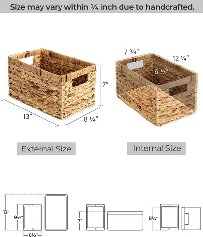 StorageWorks Wicker Basket, Baskets for Organizing, Storage Basket with Built-in Handles, Water