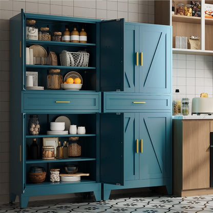 71 "Farmhouse Metal Filing Cabinet with a Drawer and 4 Adjustable Shelves, with 4 Large barn Door