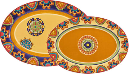 Bico Tunisian 16 plus 14 inch Oval Platters Set, Set of 2, Microwave and Dishwasher Safe, for
