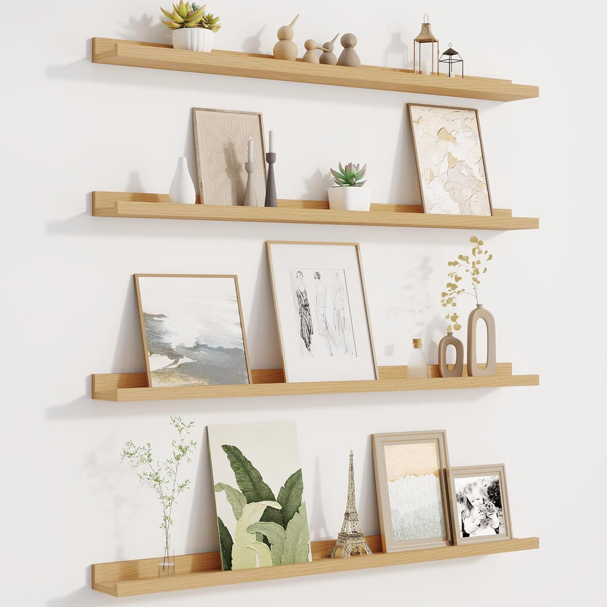 Picture Ledge Shelf for Wall, Floating Shelves Set of 4, 36 Inch Long Nursery Book Shelves for Toys